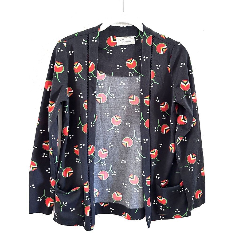 Shawn Originals Cardigan Sz S 60s 70s Vintage‎ Tulips Geometric Flowers